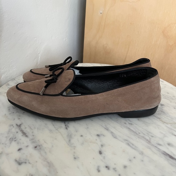 TOD'S loafers ballet flats tan black suede bow women's shoe EU 38-1/2 US 8-1/2 - Picture 13 of 16
